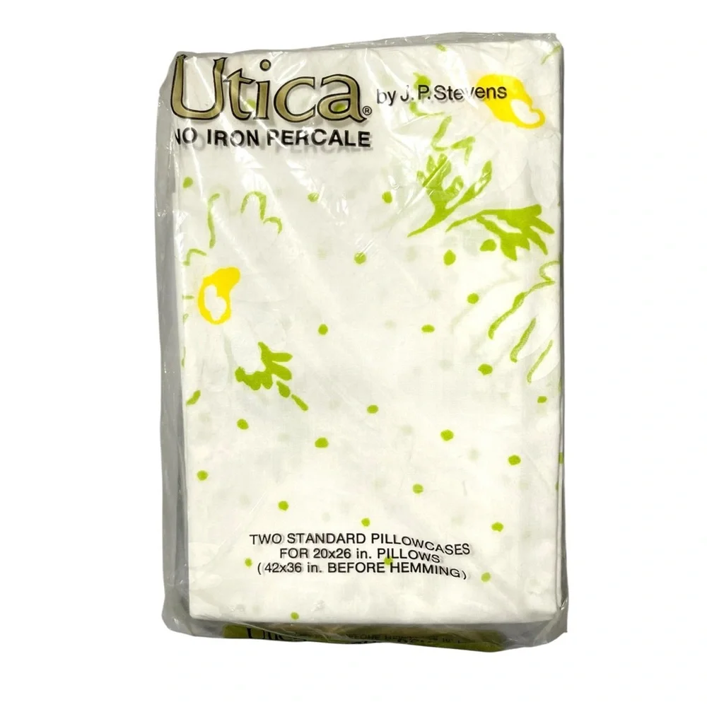Vintage Utica Percale Floral Pillowcases Yellow/Green